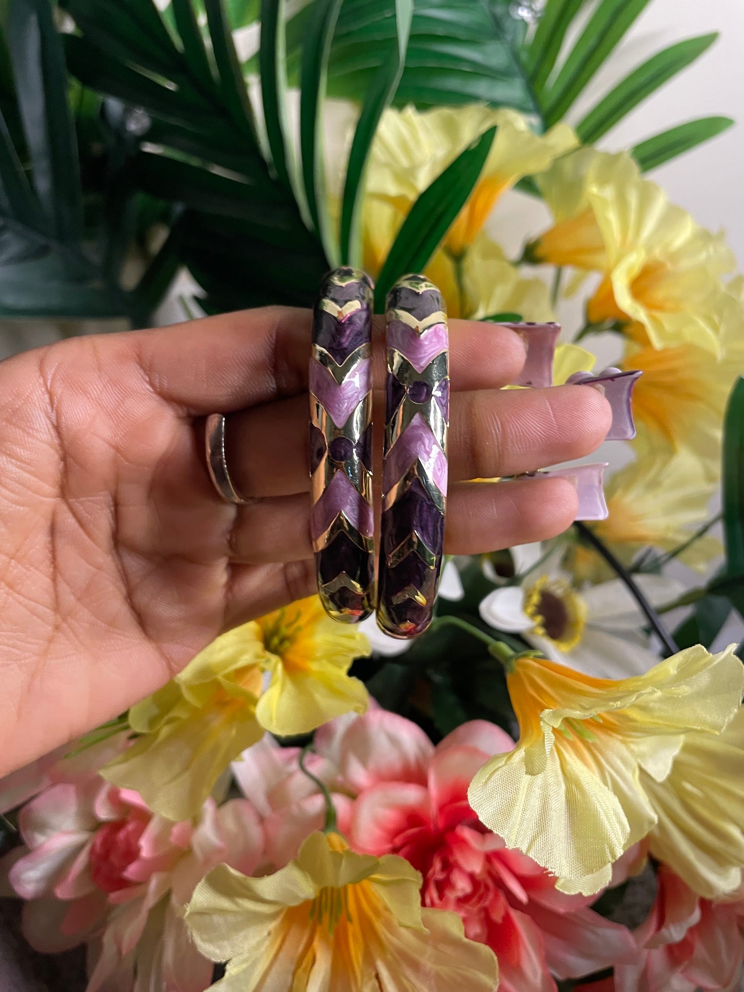 purple x gold bangle