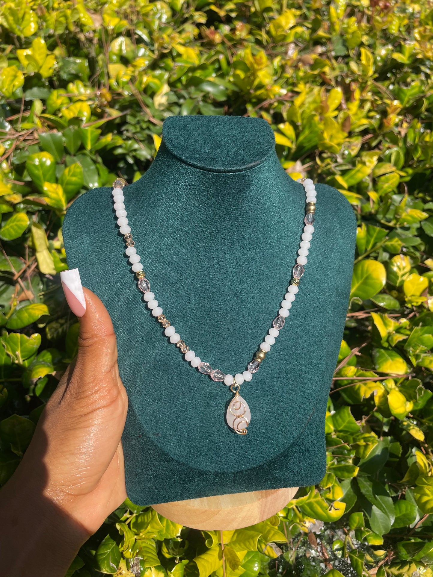 rose quartz beaded necklace 🧚🏾♀️✨