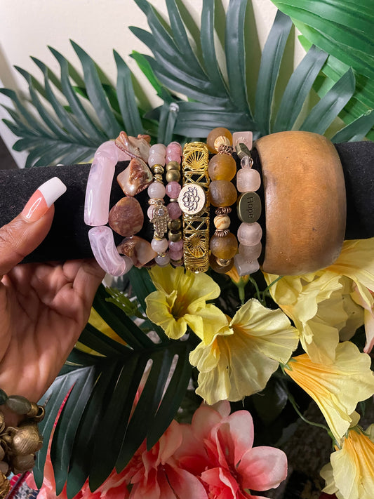 Rose x brown bracelet set