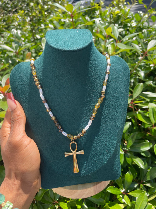 golden brown x ankh necklace ✨