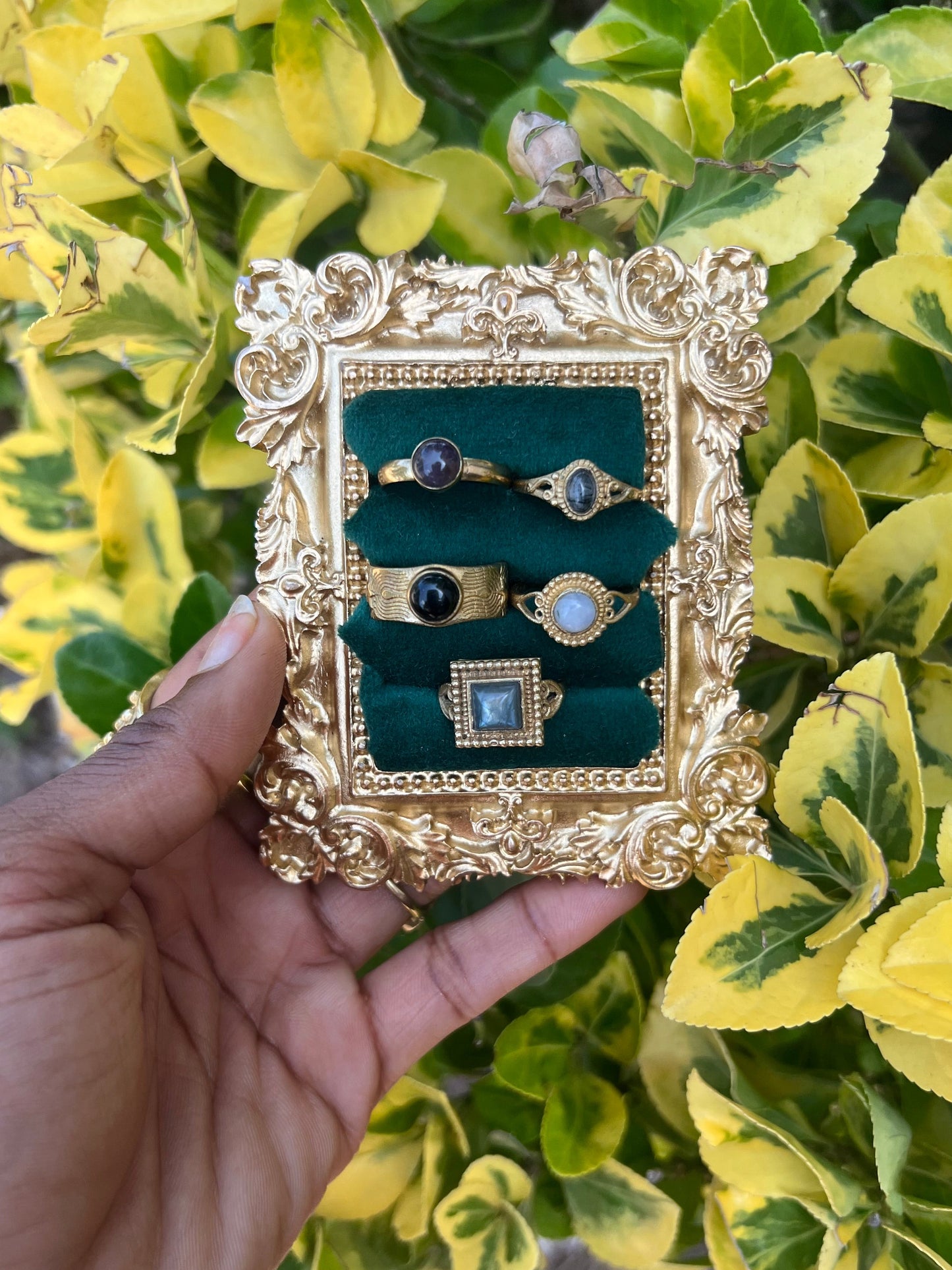 BRASS GEMSTONE RINGS ( SIZE 4-8) 💗🧚🏾‍♀️
