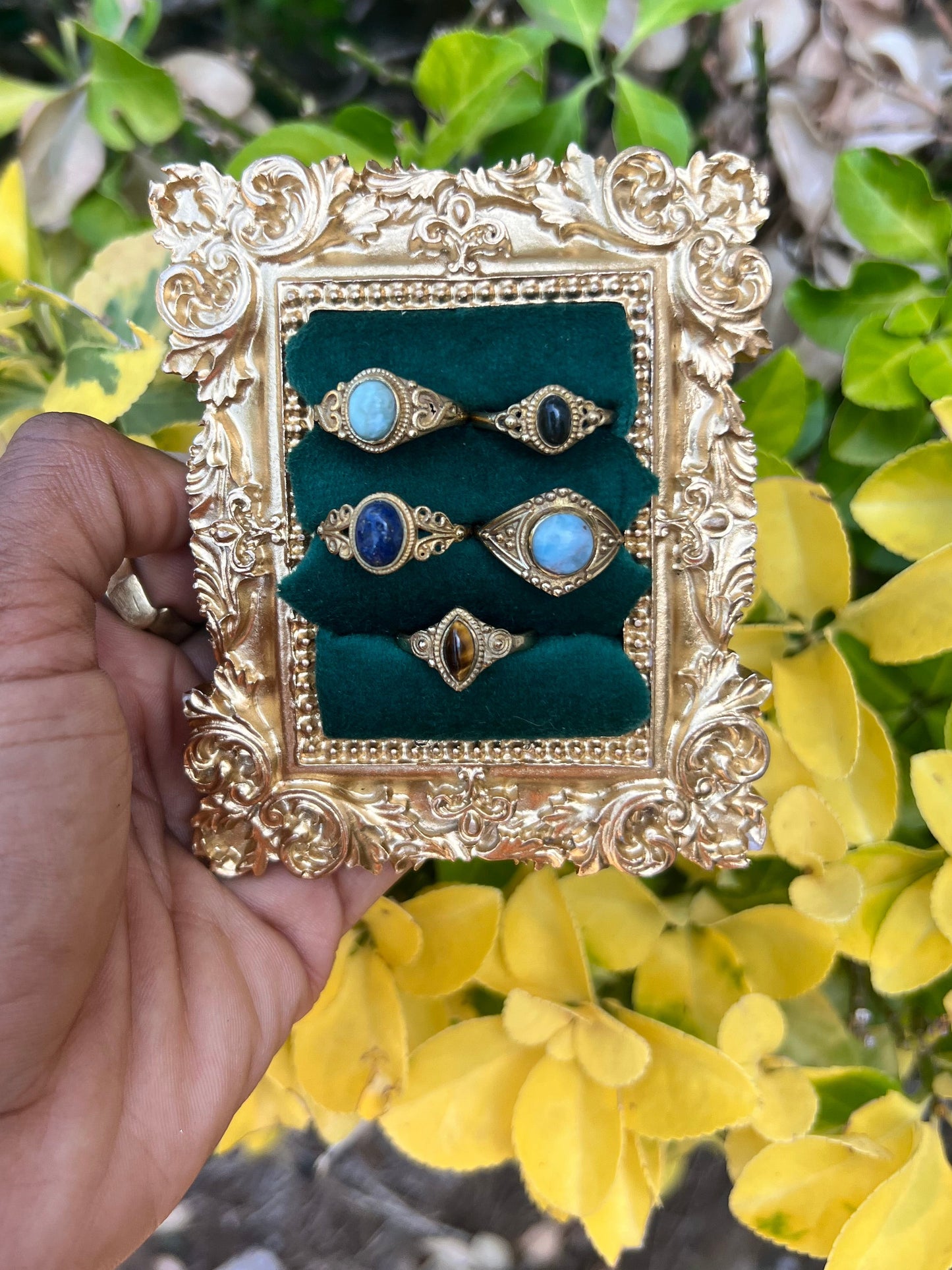 BRASS GEMSTONE RINGS ( SIZE 4-8) 💗🧚🏾‍♀️