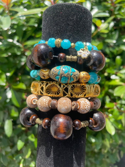 Turquoise x brown set