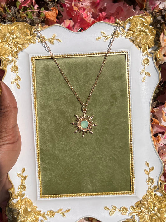 Green sun necklace
