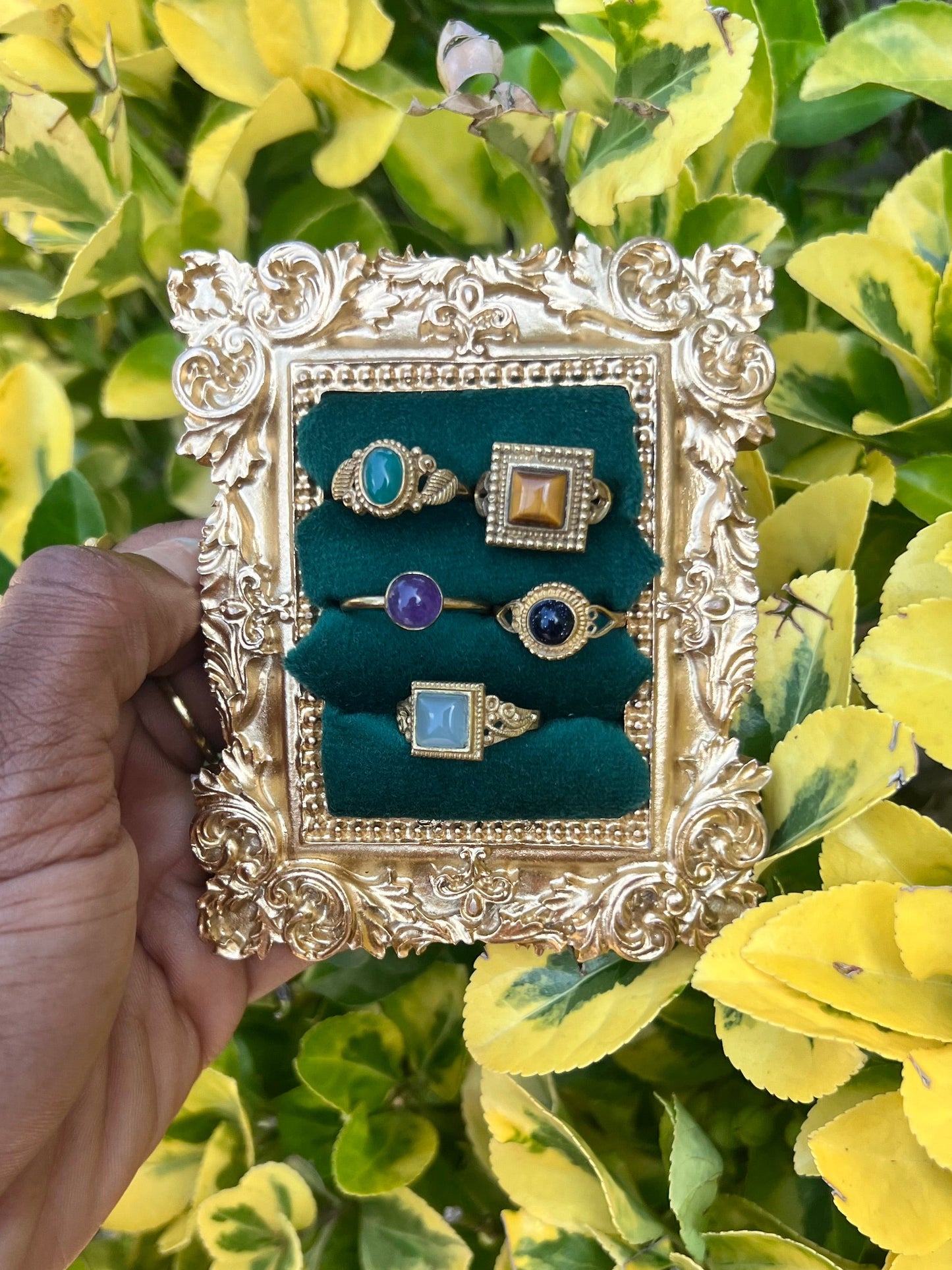 BRASS GEMSTONE RINGS ( SIZE 4-8) 💗🧚🏾‍♀️