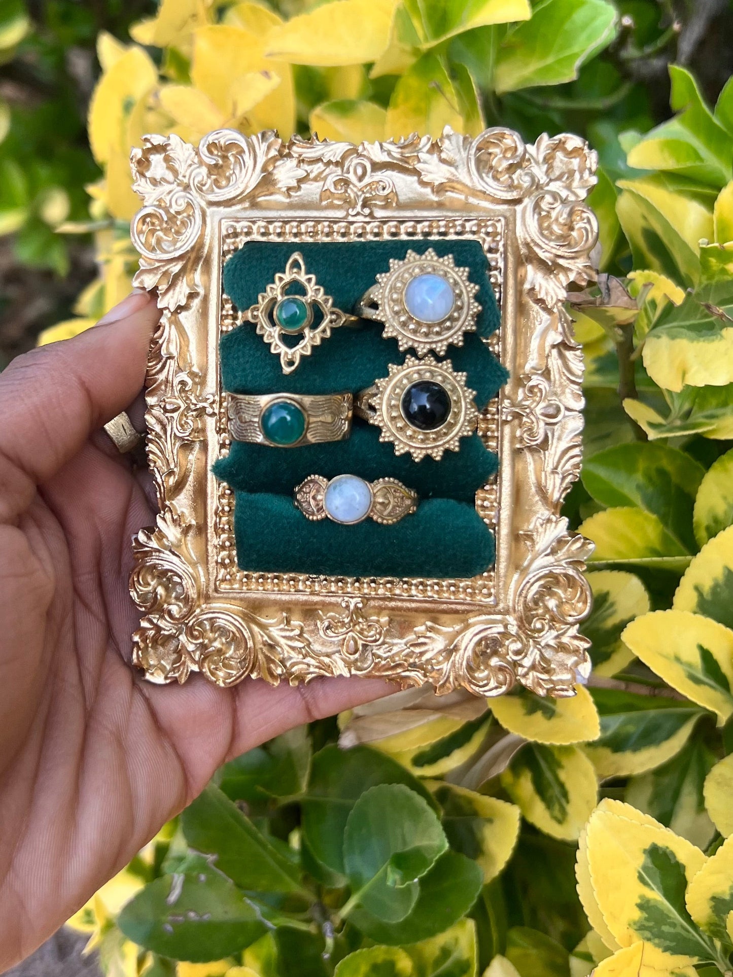 BRASS GEMSTONE RINGS ( SIZE 4-8) 💗🧚🏾‍♀️